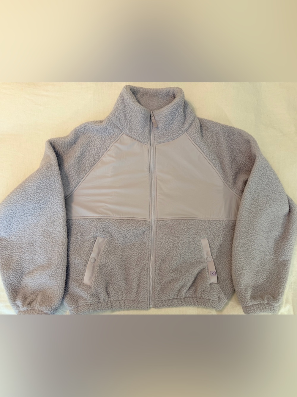 Light Purple Sherpa Fleece Jacket with Zip Front